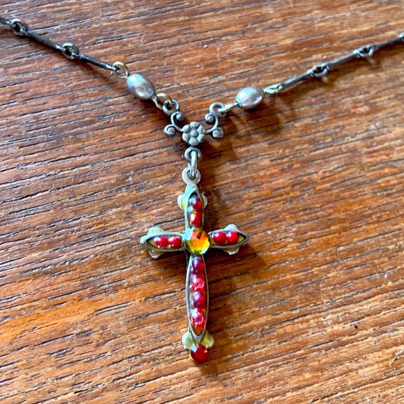 Gorgeous Ayala Bar (vintage 1990’s) Beaded Cross Chain❤️🧡 - Picture 1 of 6